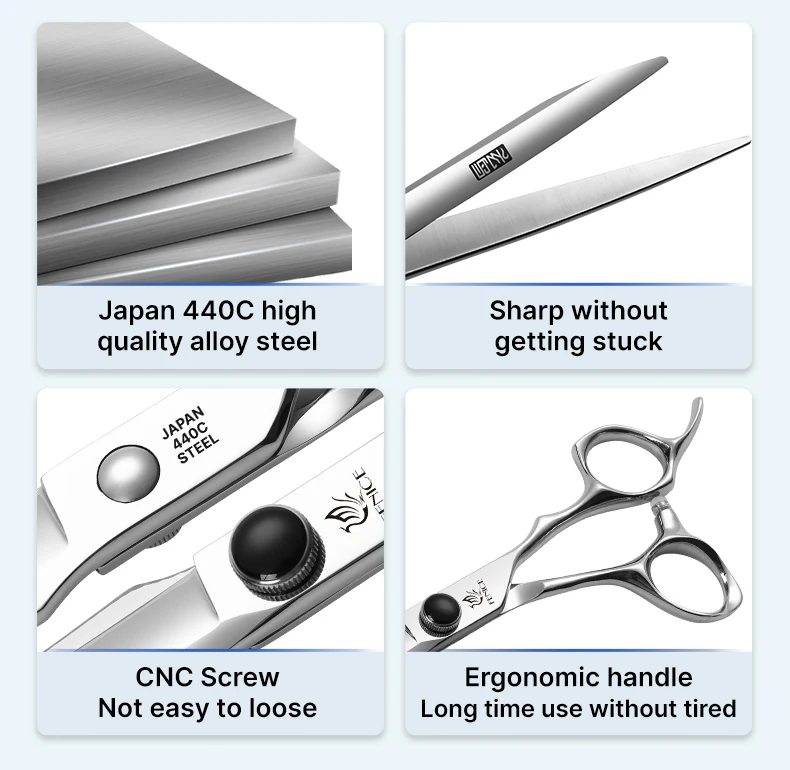 8.0 inch JP440C Sword-shaped Wide Blade Cutting Straight Scissors Shears For Pet Dog Grooming