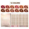 12 Colors Sexy Matte Lipstick Pencil Waterproof Lasting Lip Liner Pen Non-stick Cup Lip Liner Contour Pencil Beauty Makeup Sets 2