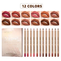 12 Colors Sexy Matte Lipstick Pencil Waterproof Lasting Lip Liner Pen Non-stick Cup Lip Liner Contour Pencil Beauty Makeup Sets 2