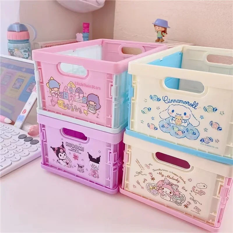 

Cinnamoroll Kulomi Melody Cartoon Cosmetic Desktop Folding Storage Box Underwear Storage Box Plastic Storage Box Foldable