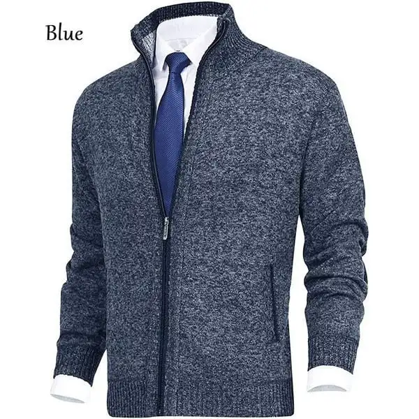 

Men's Solid Color Stand Collar Fashion Jacket men-s-top Blue