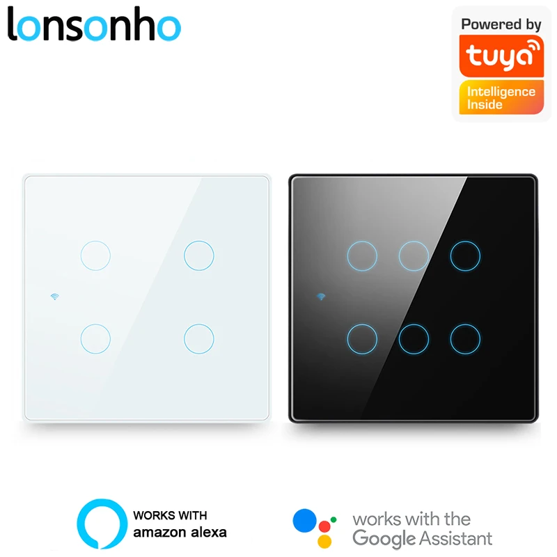 

Lonsonho Tuya Wifi Smart Switch 120X120mm 4*4 Brasil Brazil Touch Light Switches Home Automation Compatible Alexa Google Home