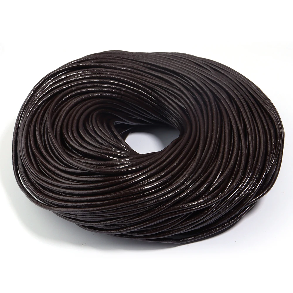 1/1,5/2/2,5/3/4mm 3 Farbe Echtes Kuh Leder Runde Tanga Schnur DIY Armband Erkenntnisse Seil String Für Schmuck Machen – Detail 8