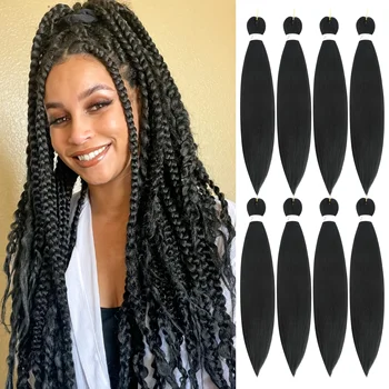 8 Packs Long Pre-Stretched Braiding Hair Extensions Synthetic Fiber Crochet Twist Braid 26 Inch for Halloween And Christmas