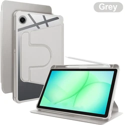 360 Rotating Trifold Stand Case with Translucent Back and Auto Sleep/Wake Feature (Grey)