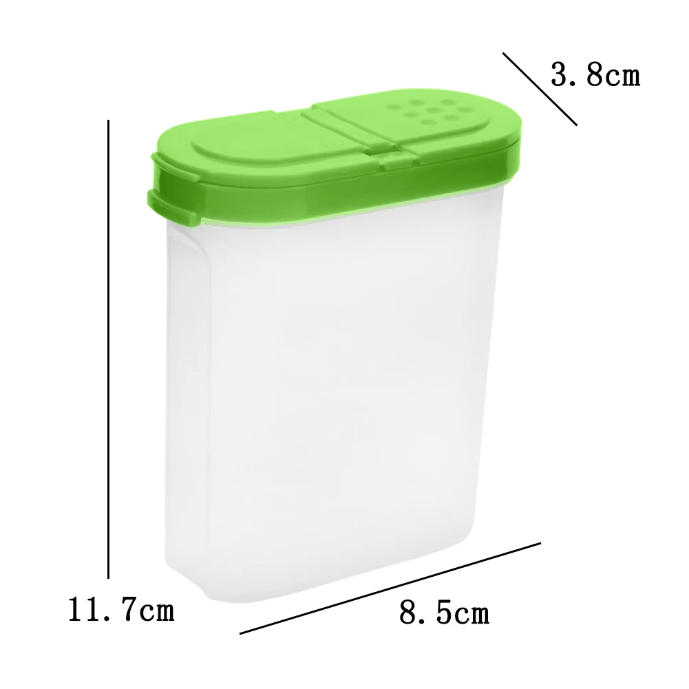 Transparent ABS Spice Condiment Box with 2 Lids for Kitchen Storage