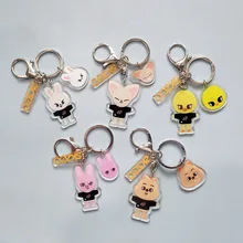 

1pcs Kpop Stray Kids Keychain skzoo Metal key chain Acrylic Pendant Clothes Bag Accessory for fans