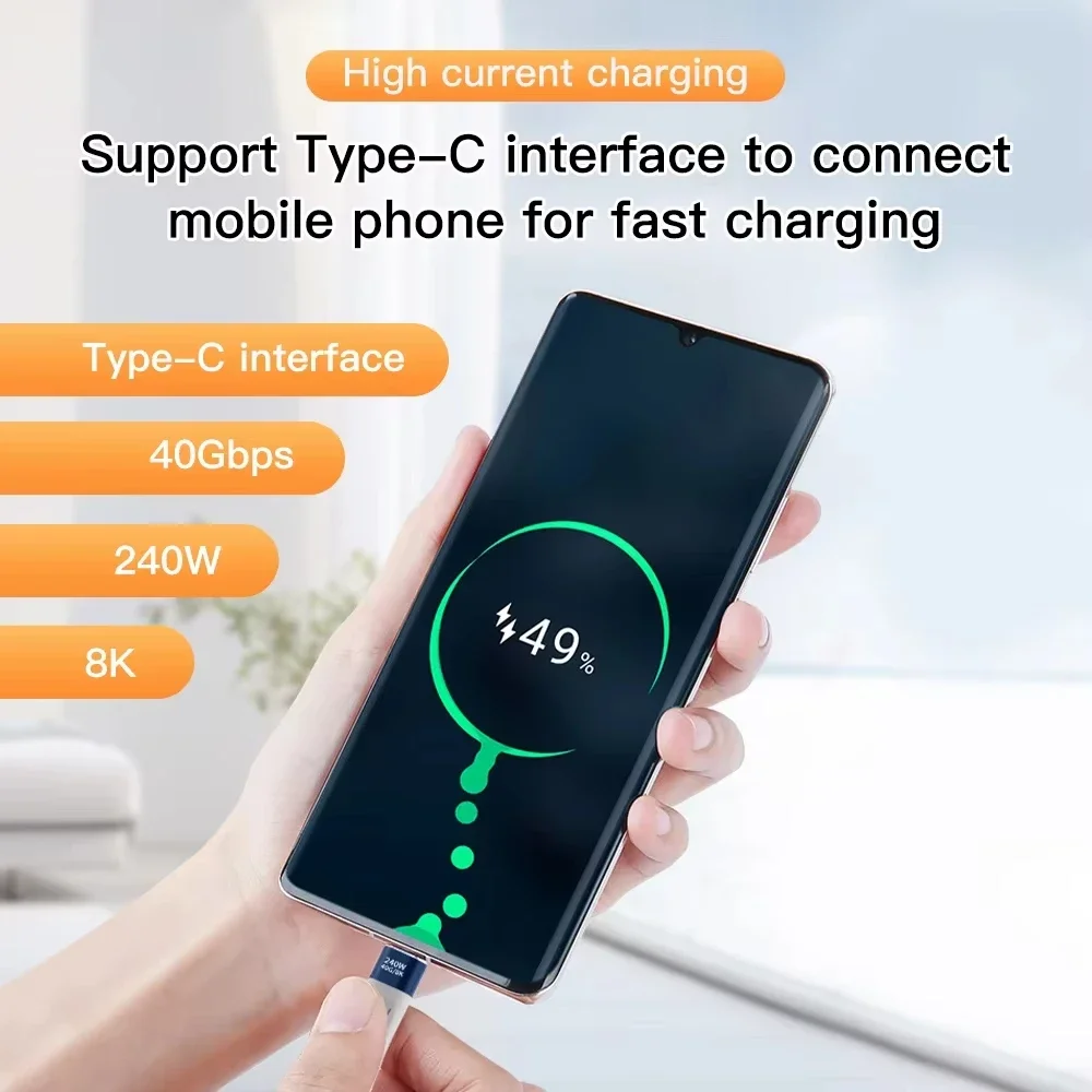 240W USB C Cable 40Gbps  Fast Charging PD3 1 8K Display for MacBook Pro Samsung Galaxy S24 Ultra IPhone 15 16 Pro