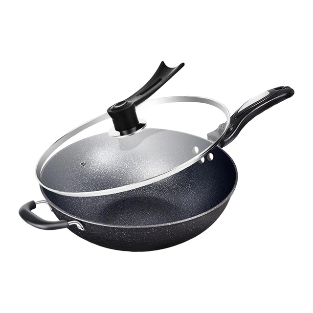 14 inch Light Cast Iron Pre Seasoned Traditional Wok with Handle -  AliExpress