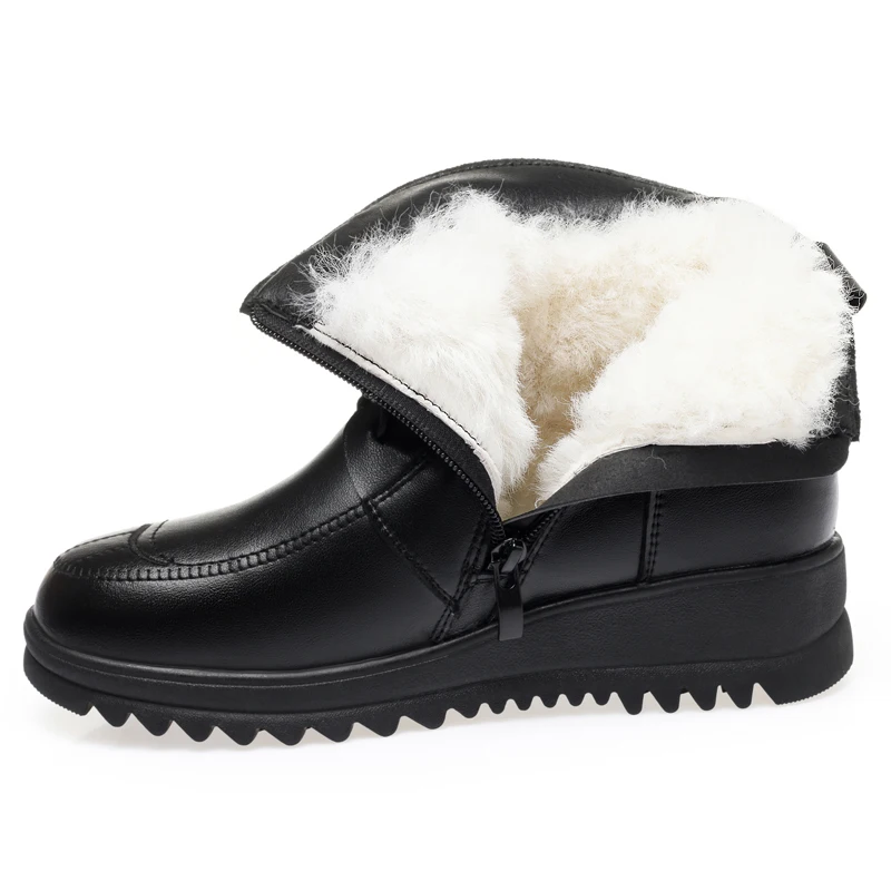 AIYUQI Women Boots Large Size Mom Snow Booties 2024 New Genuine Leather Women Ankle Boots Round Toe Casual Women Winter Boots