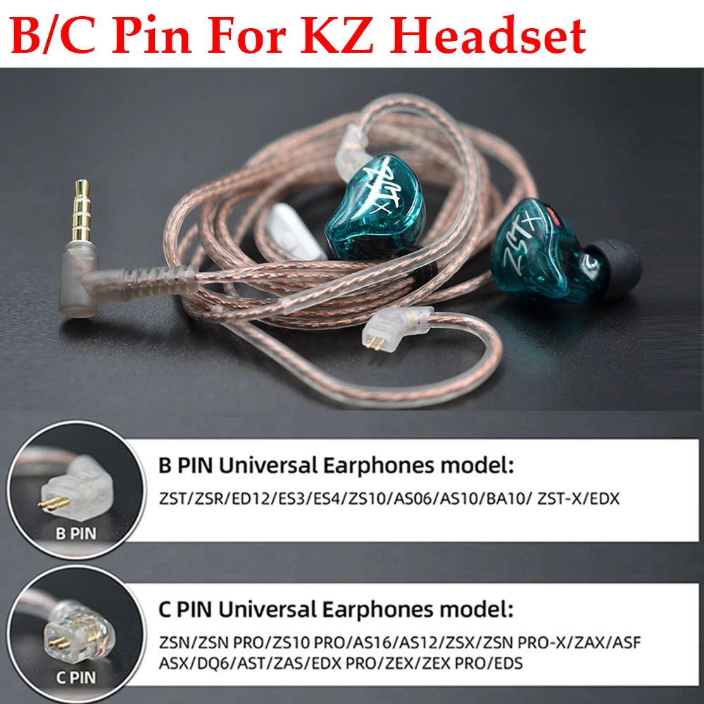 KZ ZST ZSR ZSN ZSN PRO, ZS10 PRO, AS16, AS12 구리 이어폰 와이어 코드, 0.75mm, 0.78mm B/C 핀, 3.5mm