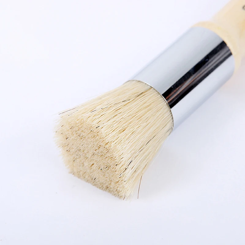 3PCS Wooden Stencil Brush Chalk Paint Natural Pure Hog Bristle Round Painting Arts Supplies 6
