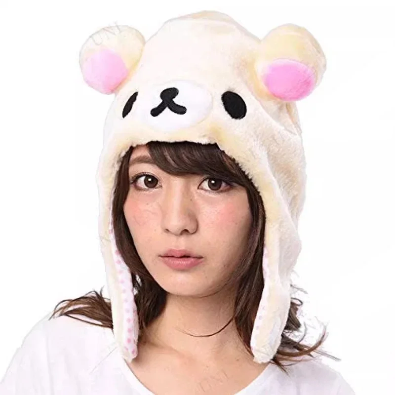 Rilakkuma Korilakkuma Bear Plush Ushanka Winter Hat For Women Girls Boys Kids Cartoon Anime