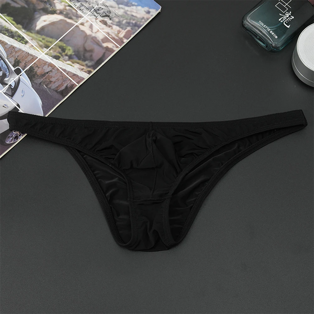

New Men's Ice Silk Briefs Shorts Low-Rise See-Through Pouch Underwear Panties Soft Breathable Underpants