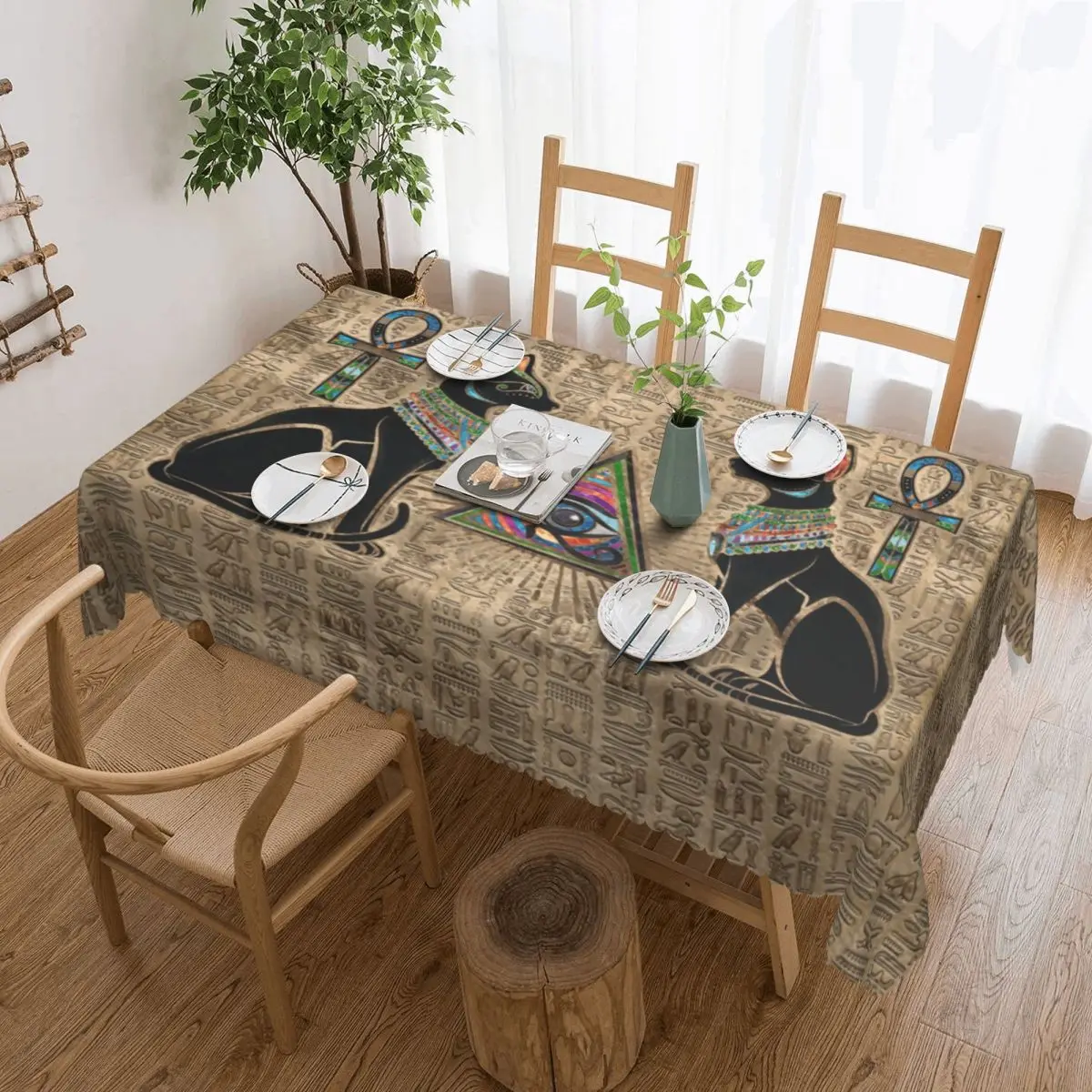 EgyptianCatsAndEyeOfHorus4RectangularTableclothOilproofTableClothEgyptTableCover.jpg