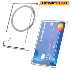 Creative Transparent Magnetic Phone Case with Strong Magnet Card Holder and Storage Box (1pc)