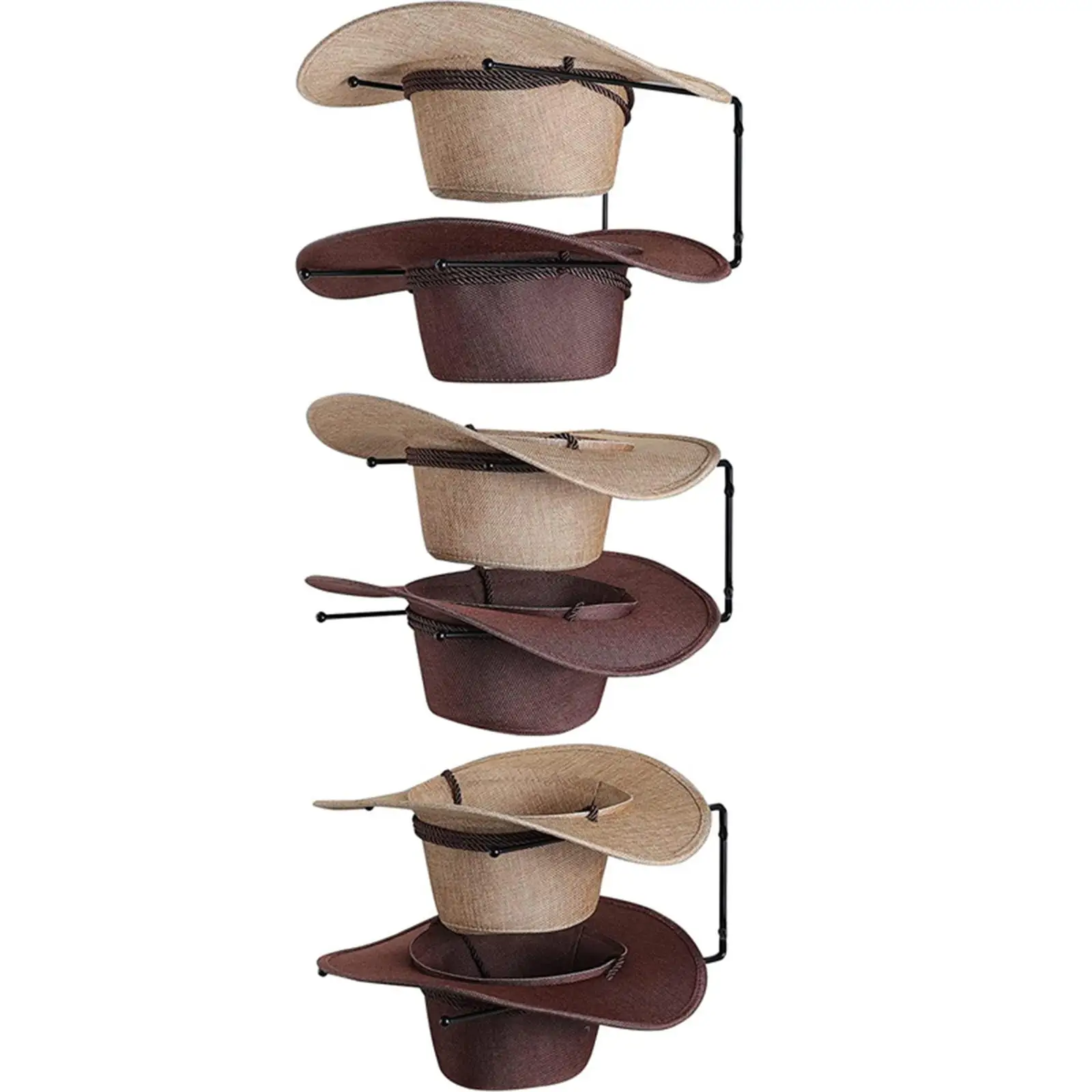 

Cowboy Hat Rack Vertical Hat Rack Hat Display Hooks Wall Mount Hat Hanger for Straw Hats Cowboy Hats Wall Display Bucket Hats