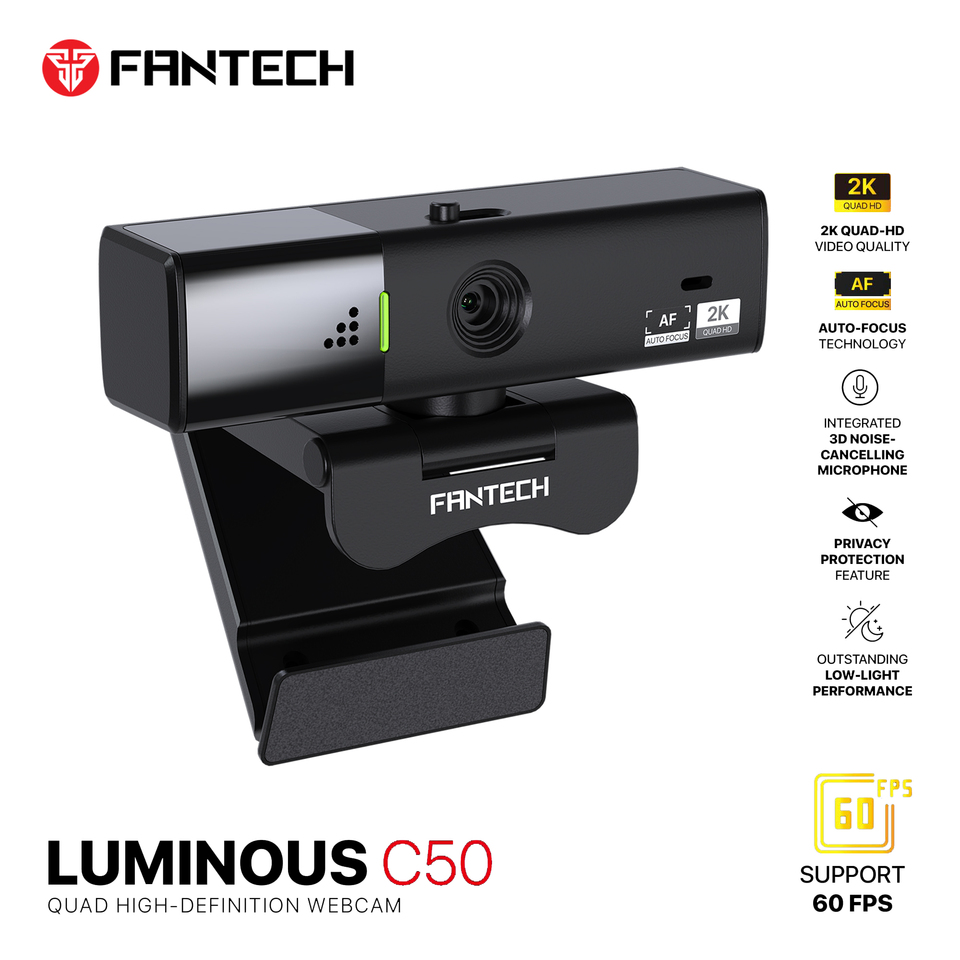 FANTECH LUMINOUS C50 Webcam 1080P 60FPS Autofocus HD Streaming Web Camera With 3D Noise-cancelling Mic For Laptops PC Video Call