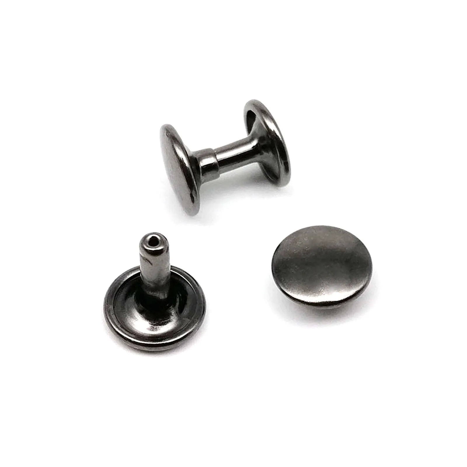 Premium Metal Double Cap Round Rivet Stud Set for Leather Crafting and Accessories – 100 Sets of 6/8/10mm Rivets