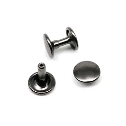 Premium Metal Double Cap Round Rivet Stud Set for Leather Crafting and Accessories - 100 Sets of 6/8/10mm Rivets (Gun black)