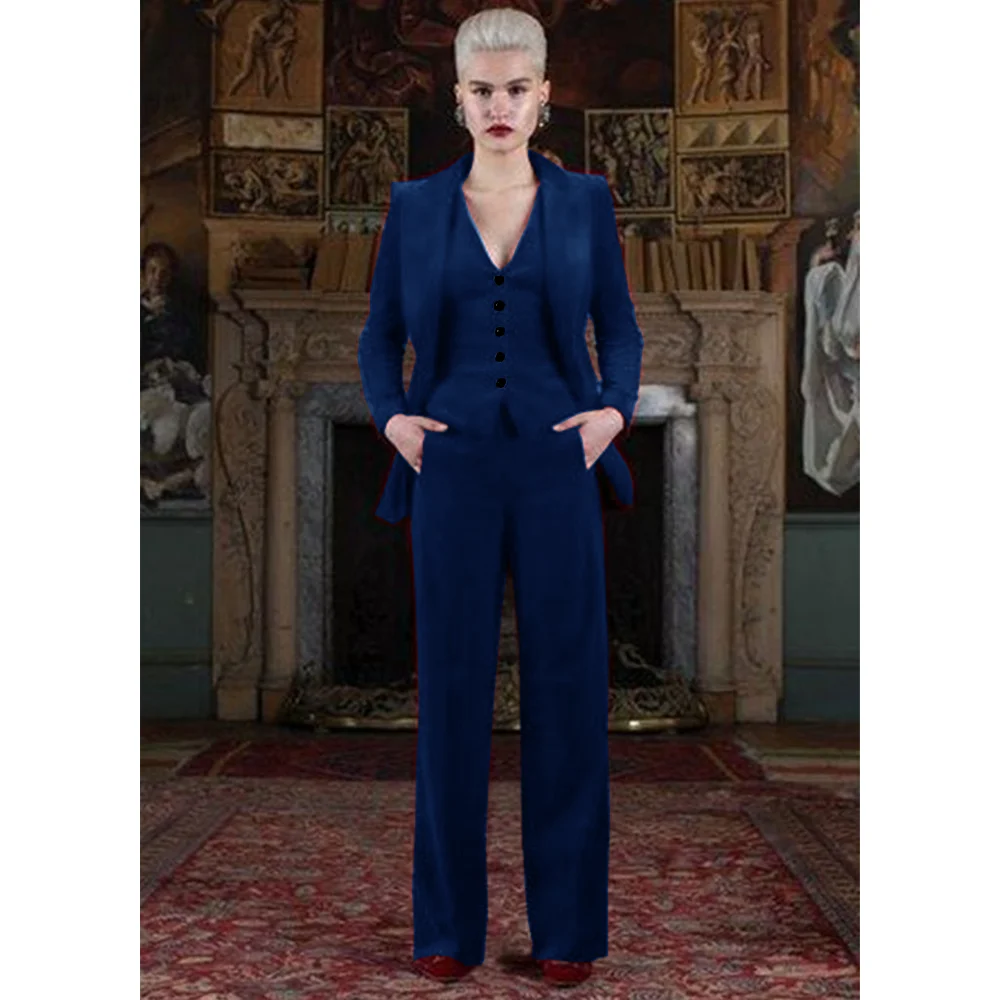 Women's Three Piece Suit Velvet Single Breasted Elegant Women's Pants Suits Female Suits Set Formal New in Matching Groups Sets 2
