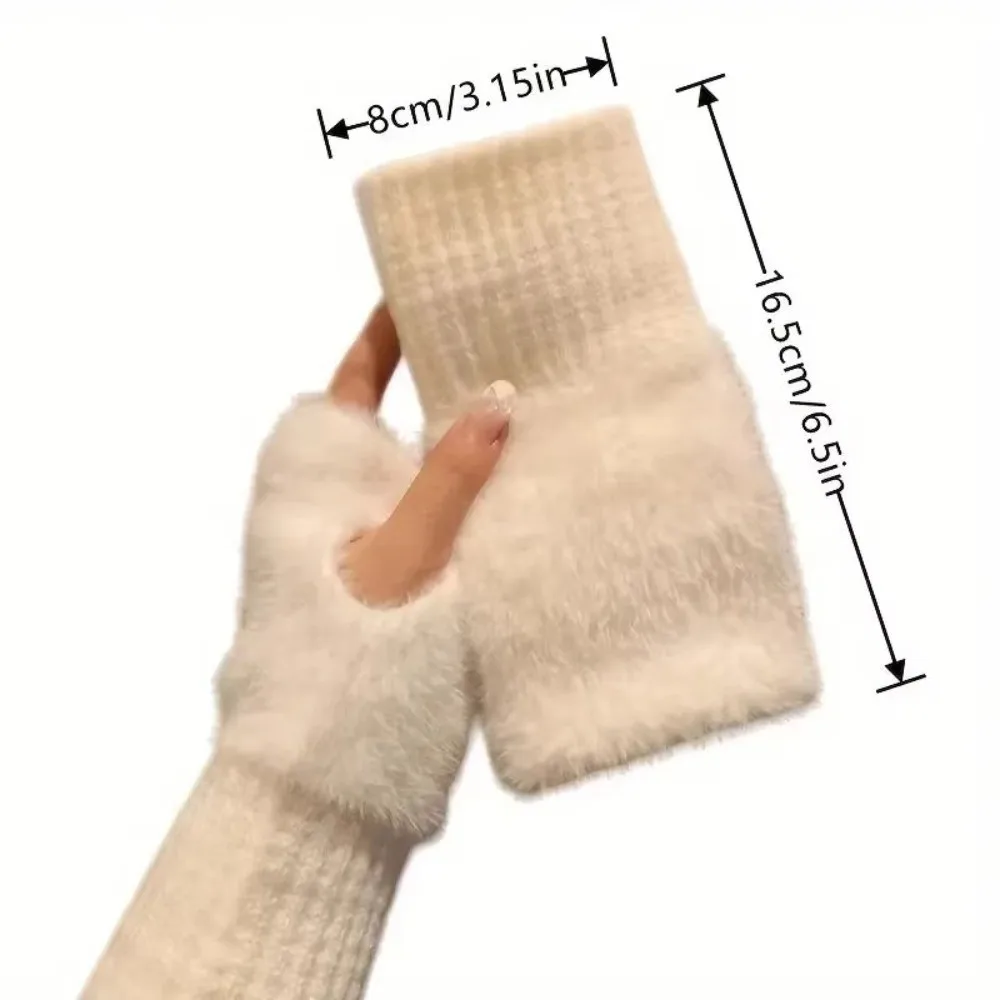 Fashion Soft Half Finger Gloves Solid Color Warm Insulation Wrist Mittens Gloves Winter Women's Wear Accessory