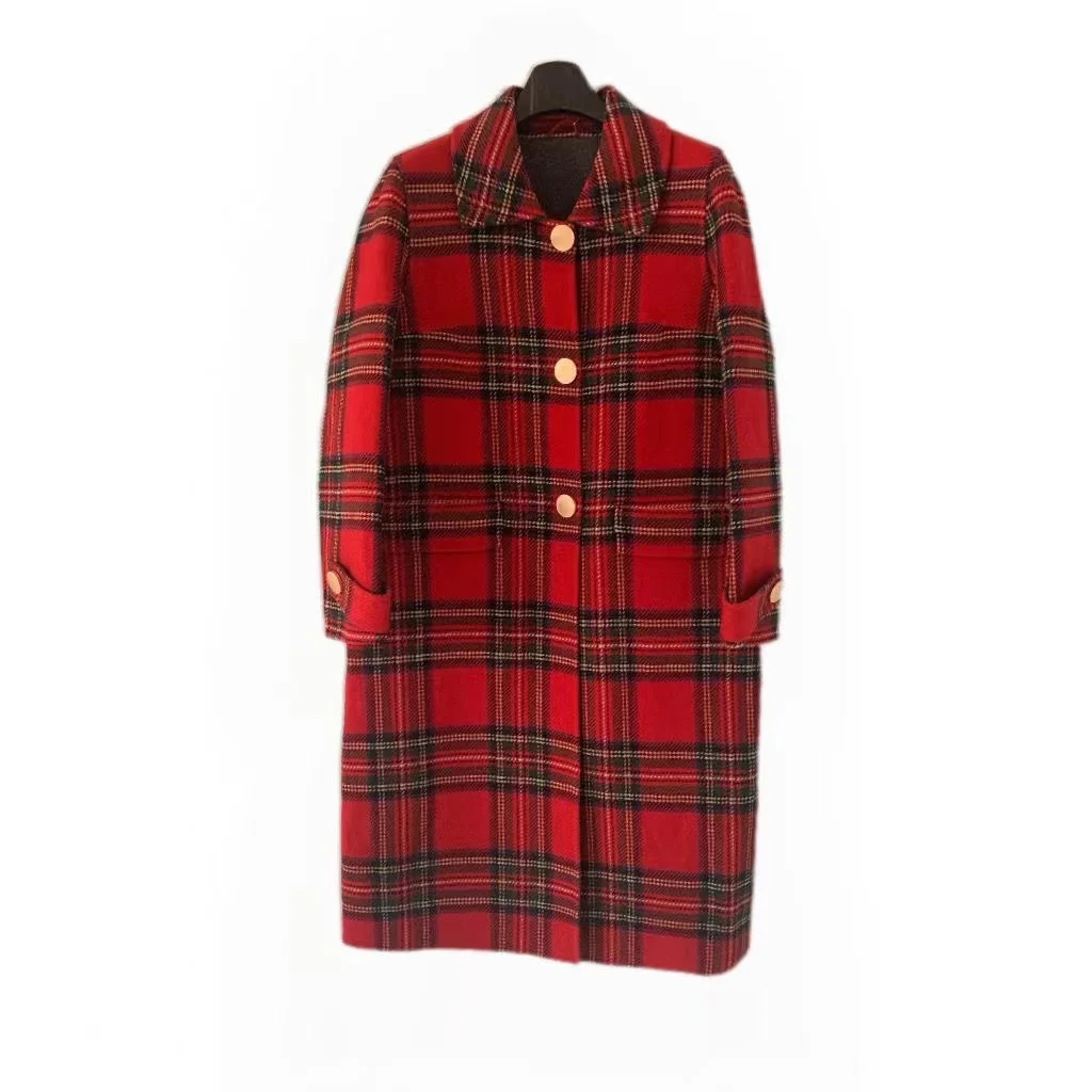 

2023 autumn&winter new double-sided cashmere coat women's medium-length contour loose thickened woolen coat