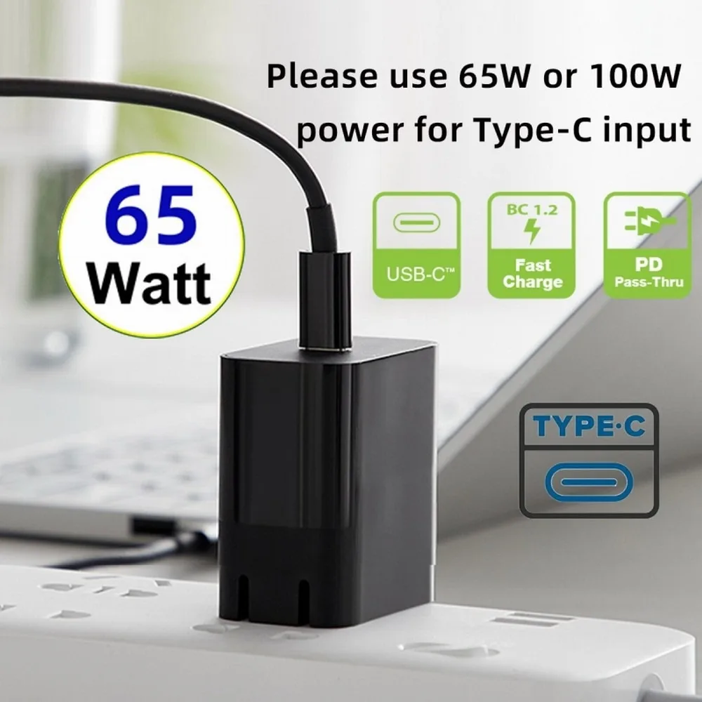 Convertitore PD Tipo-C A Spina DC 6,0x3,7 Mm - Cavo Di Ricarica 1,5m Per Notebook, 65W Ricarica Rapida - 6