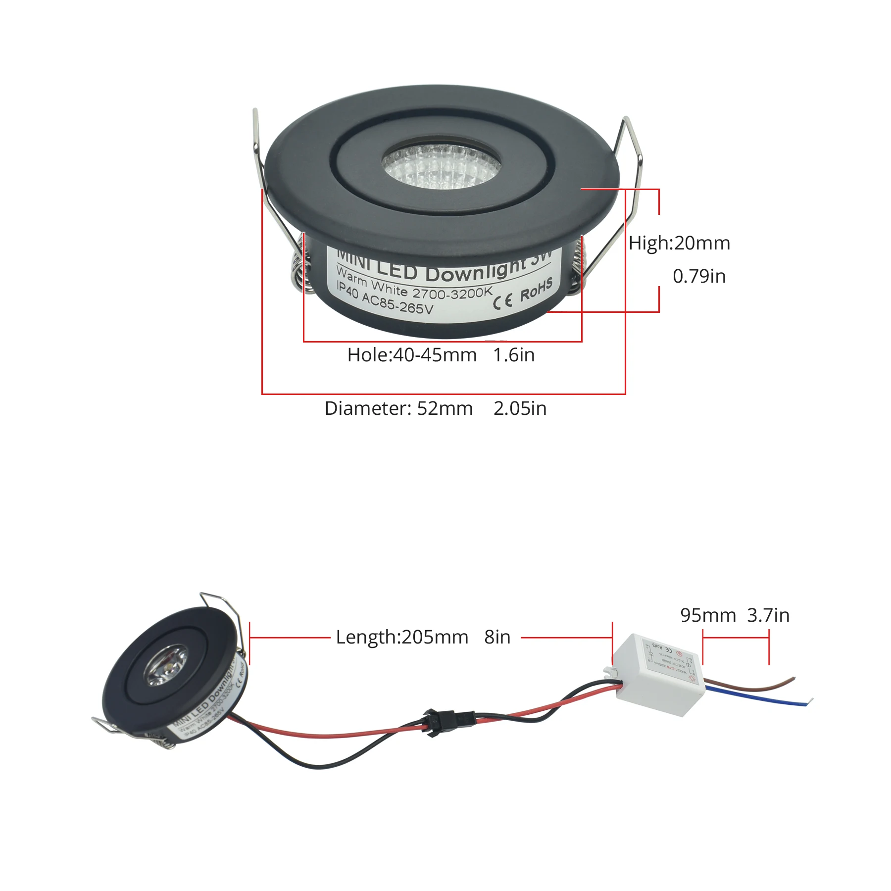 미니 LED 통 천장 스포트 라이트 COB 3W DIY 별이 빛나는 하늘 캐비닛 조명 컷 홈 40-45mm AC85-265V