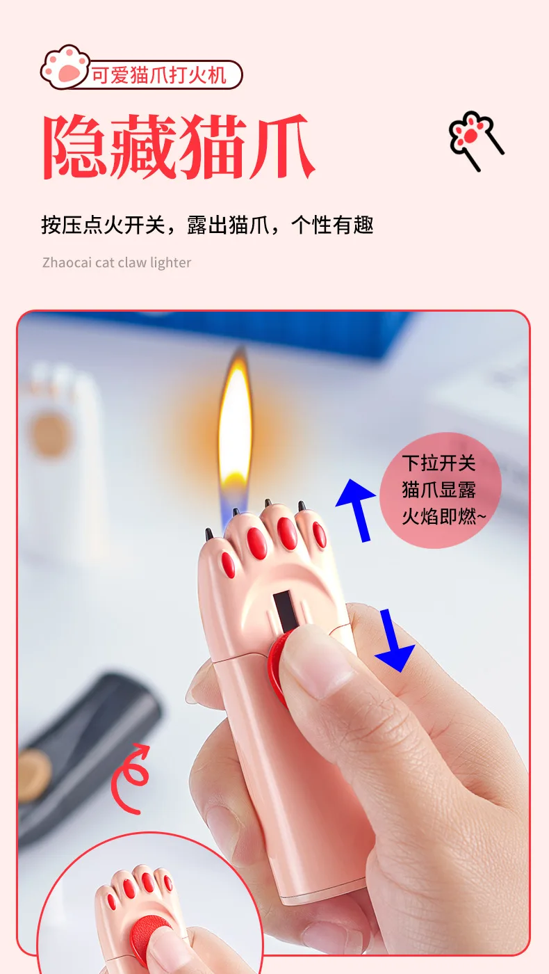 Description Picture 4 of itemNew Inflatable Lighter with Colorful Cat Paw Design, Turbo Torch, Open Flame, Portable Igniter, Men's Gift