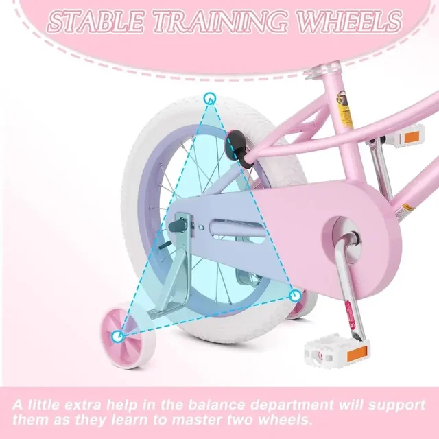 Retro-Style 12-20 Inch Kids Bike with Training Wheels and Kickstand for Girls