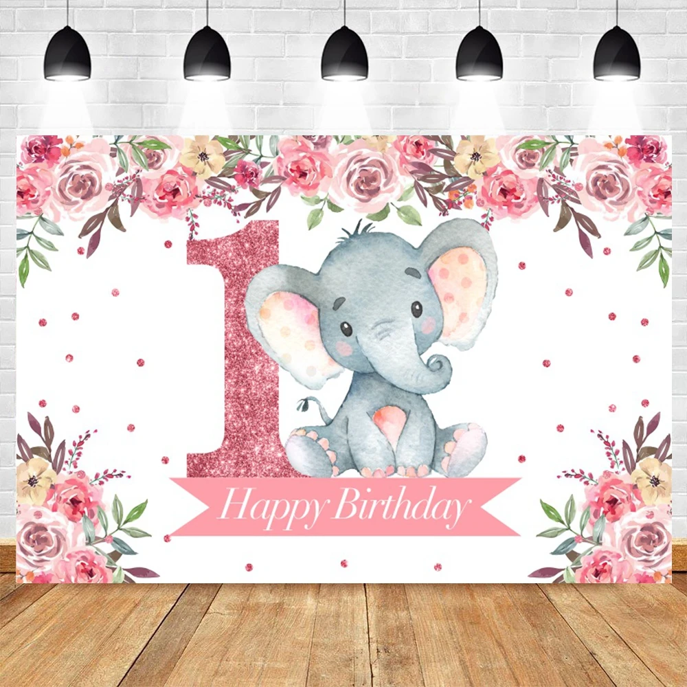 Elephant Baby Shower Backdrop for Photography Blue Pink Boy Girl Gender Reveal Birthday Party Photo Background Photocall Props