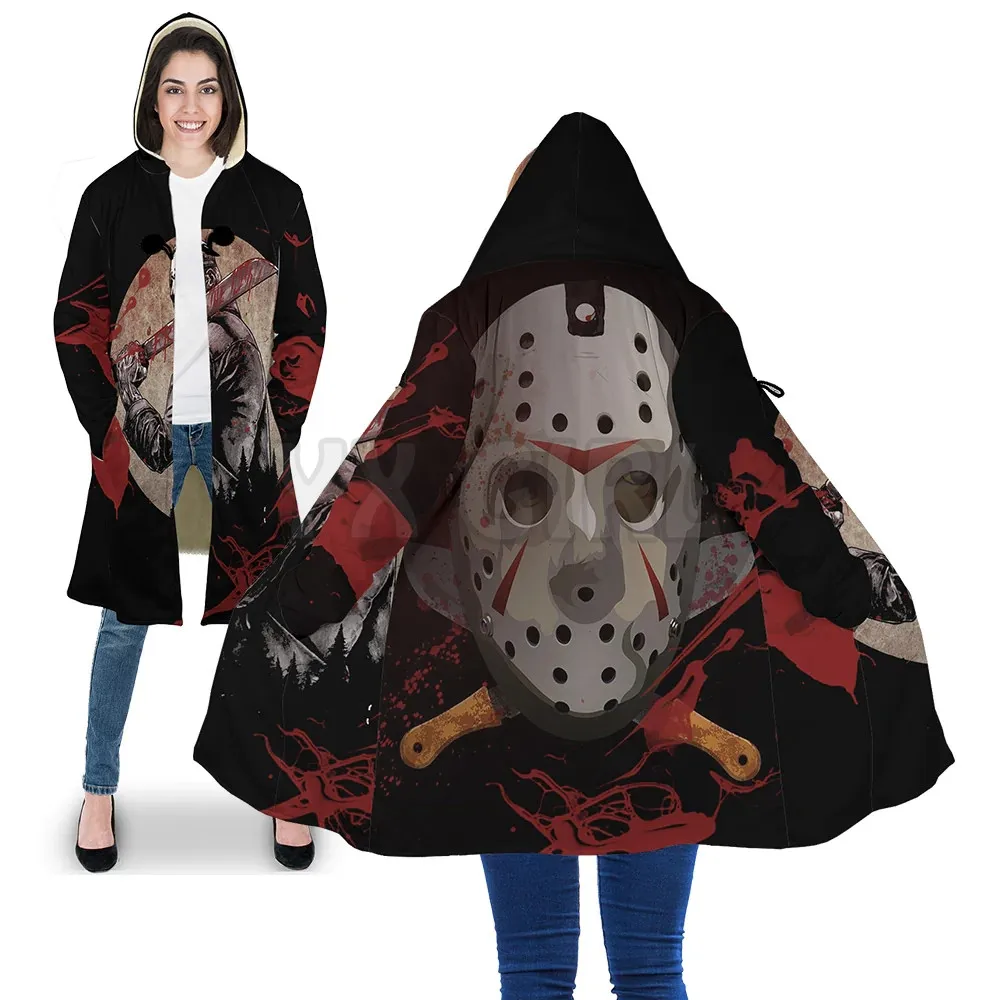 

Jason Voorhees Halloween 3D Printed Fashion Winter Men/Women Hooded Cloaks Fleece Wind Breaker Unisex Casual Warm Overcoat