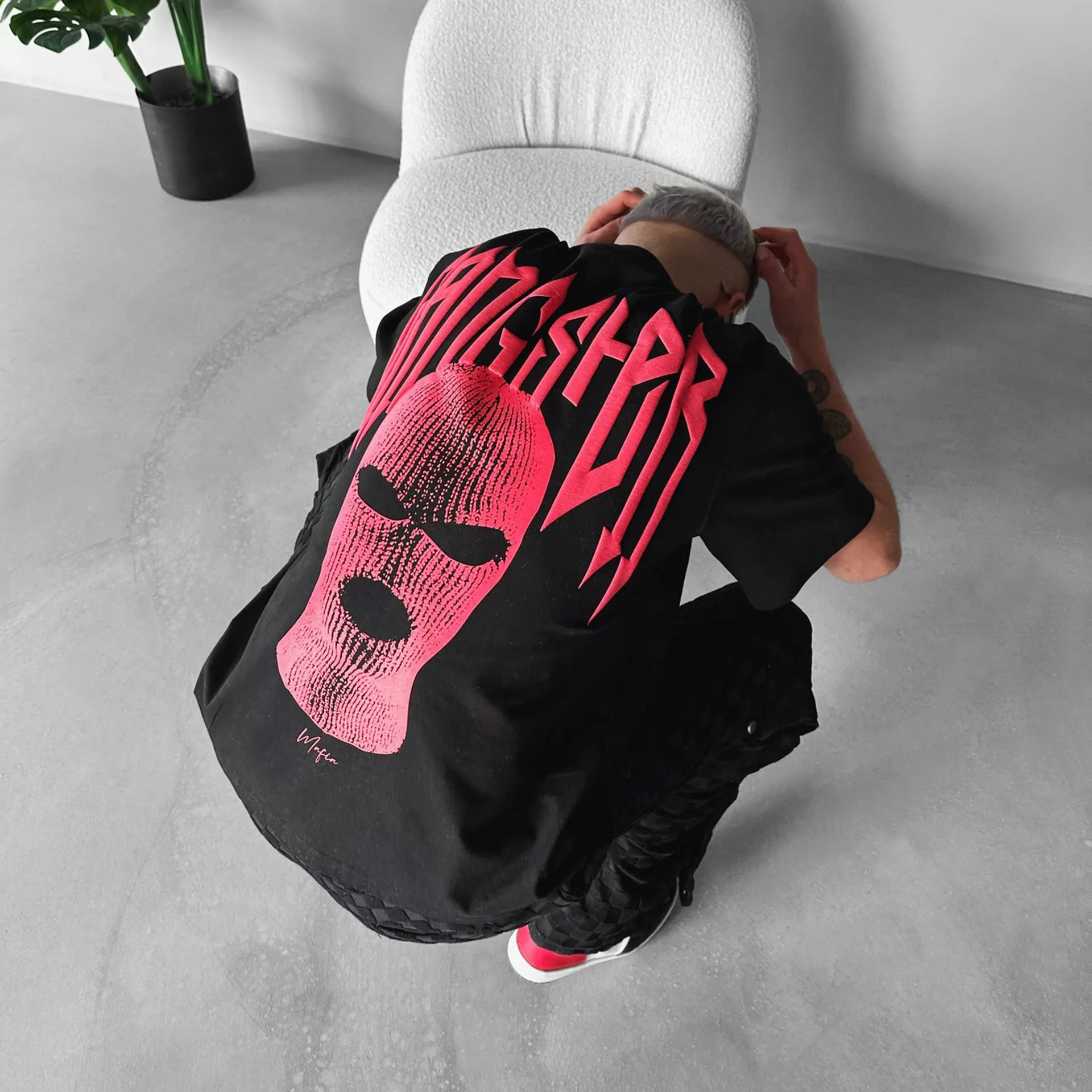 Masked Graphic Oversized T-Shirt – Harajuku Streetwear for Men