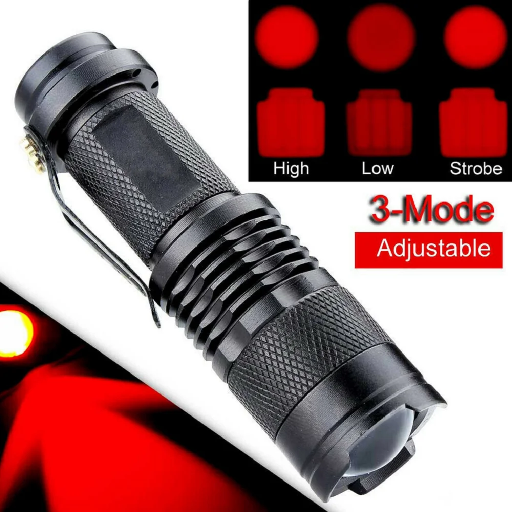 LED Flashlight 670nm Red/Blue/Green Light Waterproof Pocket Hunting Lantern Led Flashlight Mini Flashlight Led Flashlights Mini Led Flashlight Led Torch Light