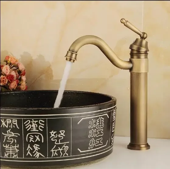 Free Shipping High Arch New Deck Bathroom Basin Sink Mixer Tap Polished Antique Bronze