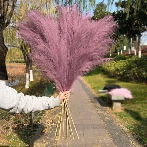 

110cm 1Pcs Artificial Pampas Grass Branch Fake Plant Reed Flower Bouquet for Home Decorations Wedding Party Flower Props Decor