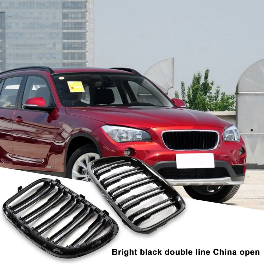 

2Pcs Front Bumper Grille Double Line Perfect Match Brilliant Black Car Kidney Grill Modified Parts 51112993306 51112993307 51112