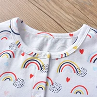 Spring Autumn Newborn Infant Baby Girls Clothes Rainbow Printed Thin Cotton Toddler Girls Long Sleeve Romper Jumpsuit + Headband 2