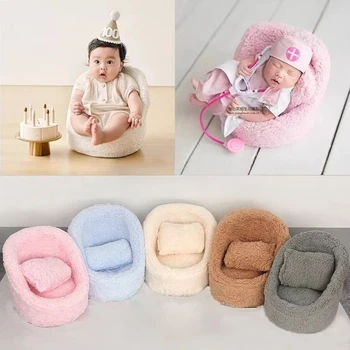 2 pezzi divano in posa per bambini oggetti di scena per fotografia neonato sedia morbida in tinta unita con set di cuscini accessori per foto per bambini in studio