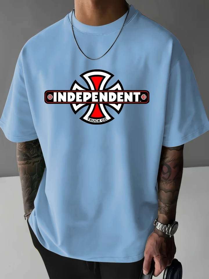 Men's summer 100% pure cotton fashionable casual loose creative fashion pattern sports round neck short sleeved T-shirt top