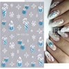 3D Blue Gold Glitter Christmas Nail Art Sticker Snowflake Star Bow Bell Wine Glass Gift Winter Xmas New Year French Manicure Tip 6