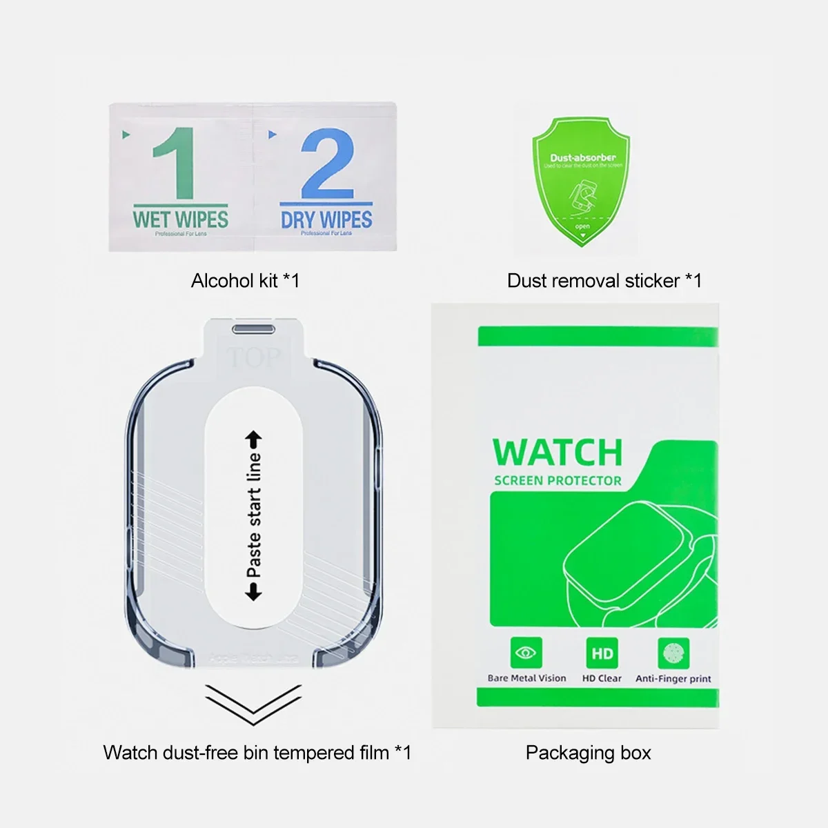 5-Pack High Definition 9H Tempered Glass Smartwatch Screen Protectors