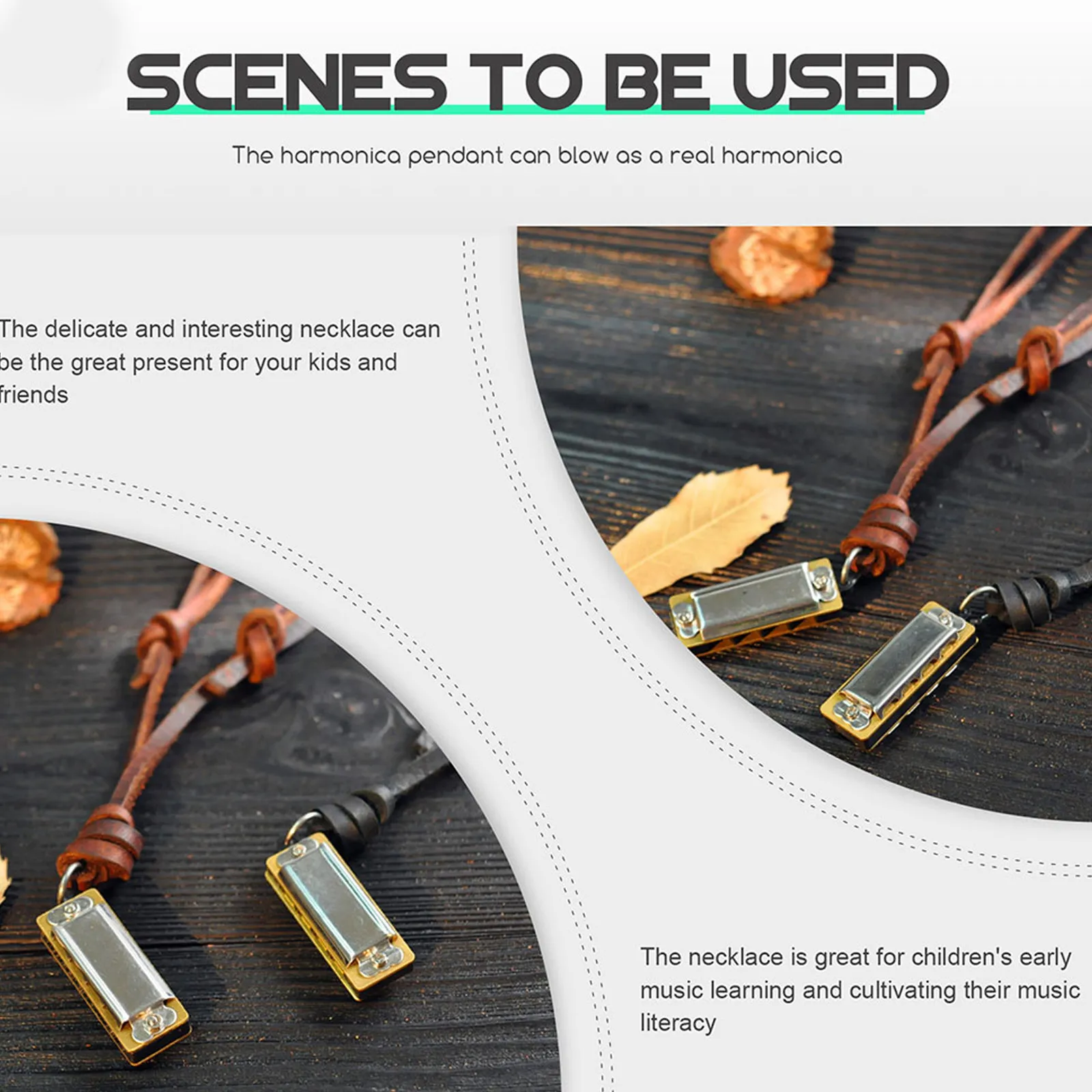 2Pcs 미니 하모니카 목걸이 펜던트 악기 쥬얼리 장난감용 작은 하모니카 선물 크리스마스