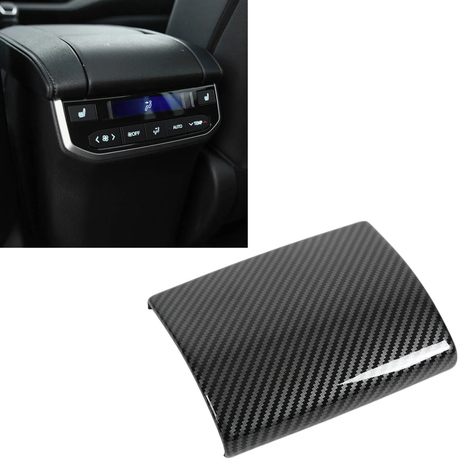 

Car Rear Armrest Box Panel Trim Carbon Fiber Color ABS Rear Armrest Box Trim Cover Fit Replacement for Highlander 2020 2021 2022