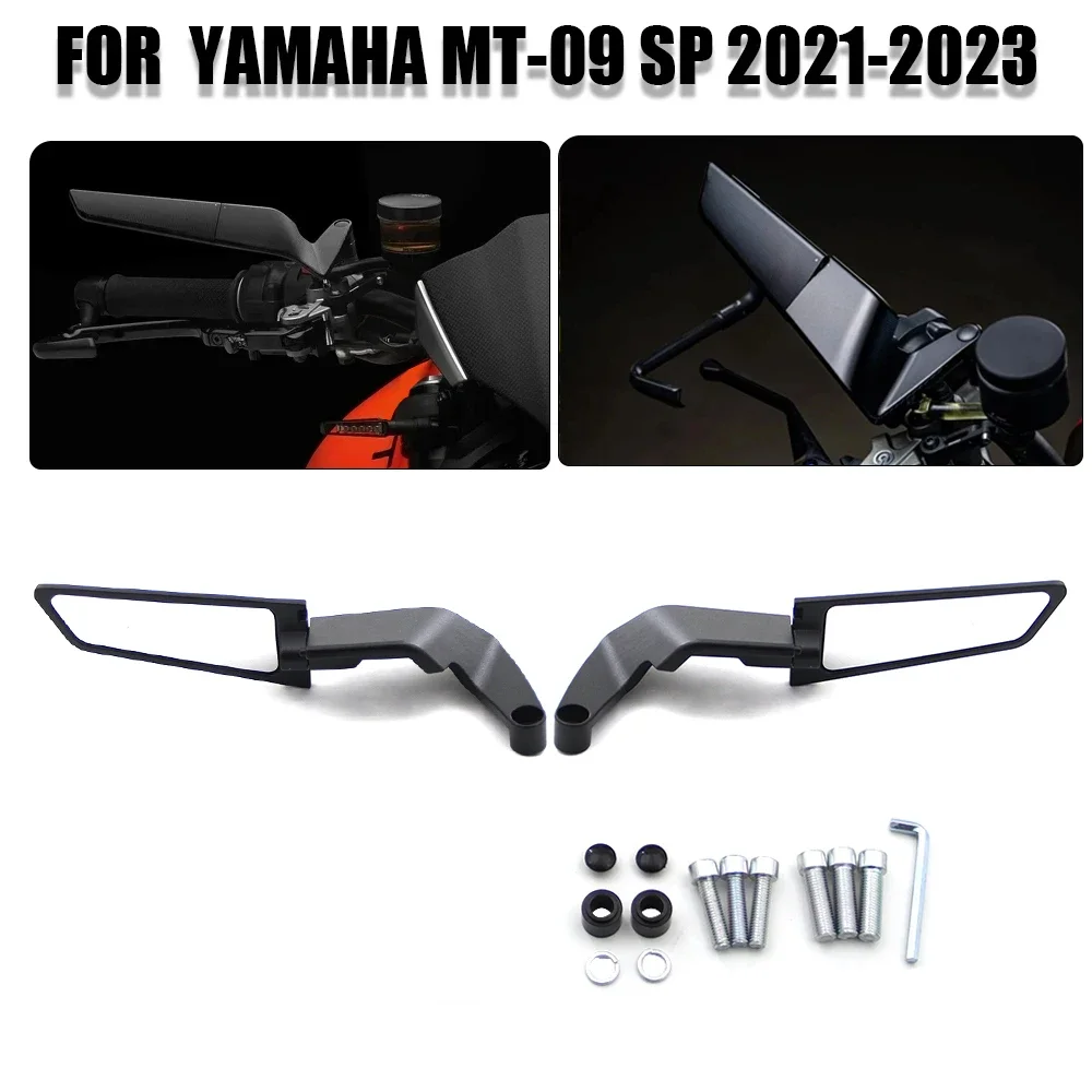 

Универсальные мотоциклетные зеркала для Yamaha MT-09 SP 2021-2023 MT09, наборы зеркал Stealth Winglets для вращения регулируемых боковых зеркал