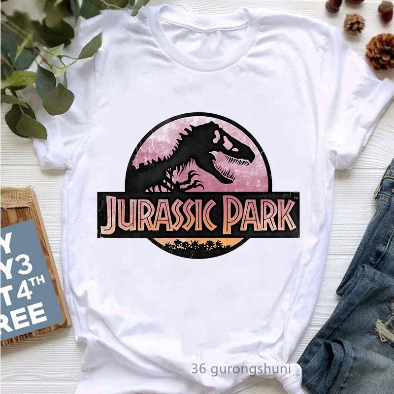 

Funny Jurassic Park Letter Print Tshirt Women Harajuku Kawaii Clothes Dinosaur R-Rex T Shirt Femme Summer Tops Tee Shirt