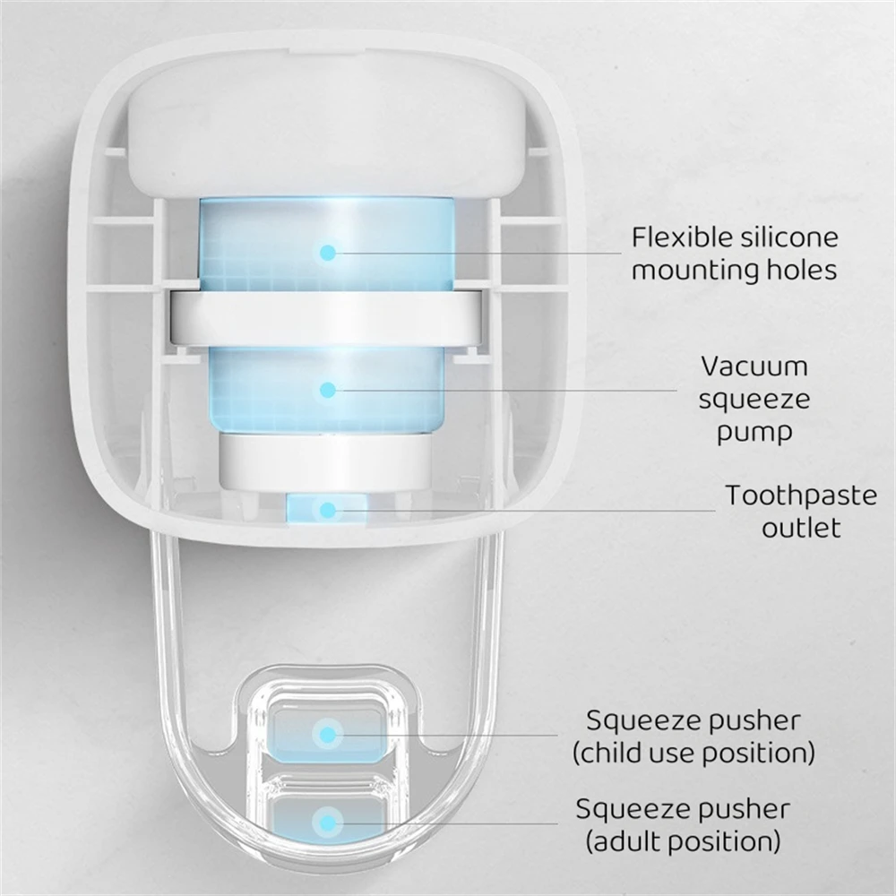 Automatic Dust-proof Toothpaste Dispenser Wall Mounted Stand Adults&Children Toothpaste Squeezer Holder Bathroom Accessories Set 4