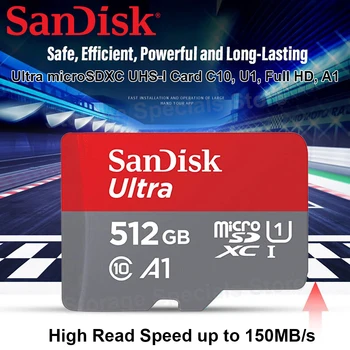 SanDisk Ultra microSDXC UHS-I 메모리 카드, C10 U1, 풀 HD A1, MicroSD 카드, 1T, 512G, 256G, 128G, 64G, 32G, 고속 Trans 플래시 카드
