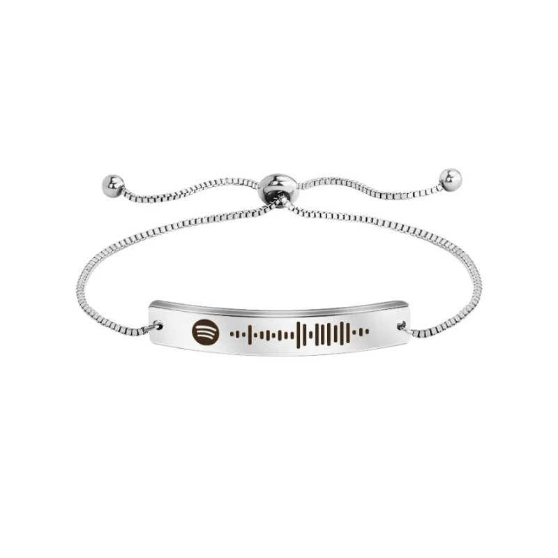 Audio Track Gradient Armbänder Edelstahl gebogene Geometrie Streifen Armband verstellbar Paar DIY Anpassung personalisiert